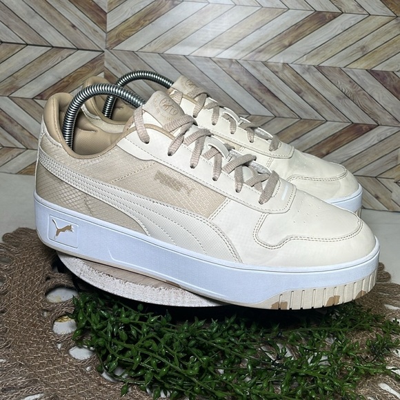 PUMA Carina Street Better Platform Sneakers Cream & White Casual Comfy Leather - Picture 2 of 15